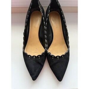 Talbots Black Suede Whitney Scallop Wedge - 10M